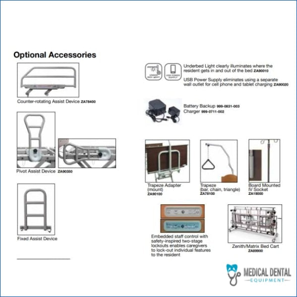 Matrix4100 With Advanced Positioning - Matrix 4100 35 Sleep Deck Width 4 Locking Casters Advanced Positioning MAP49174 Hospital Bed